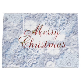 大きいメリークリスマスの雪のギフトバッグ ラージペーパーバッグ