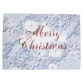 大きいメリークリスマスの雪のギフトバッグ ラージペーパーバッグ (裏面)