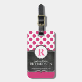 大きいモノグラムのピンクの水玉模様 ラゲッジタグ