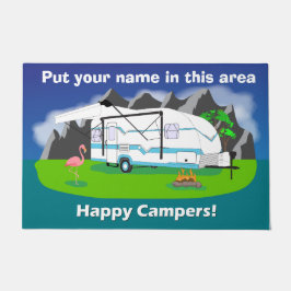 大きいレトロのトレーラーの玄関マット、ティール（緑がかった色）、独身のな車軸 ドアマット