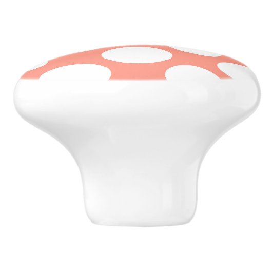 大きいレトロの点の-白いおよび珊瑚のピンク セラミックノブ (側面)