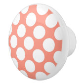 大きいレトロの点の-白いおよび珊瑚のピンク セラミックノブ (右)