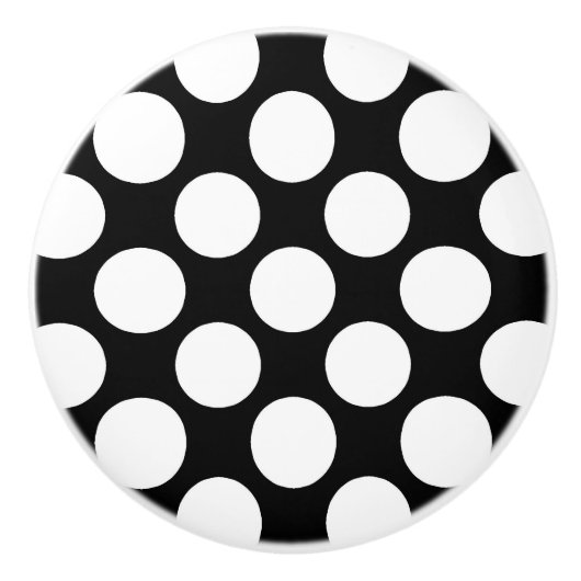 大きいレトロの点-白および黒 セラミックノブ (正面)