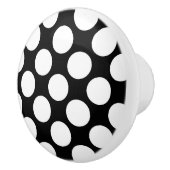 大きいレトロの点-白および黒 セラミックノブ (右)