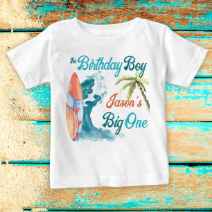 大きいワンサーフィンレトロ誕生日のマッチング ベビーTシャツ