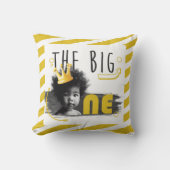 大きいワンフォトパーソナライズされた白黒黄 クッション (正面)