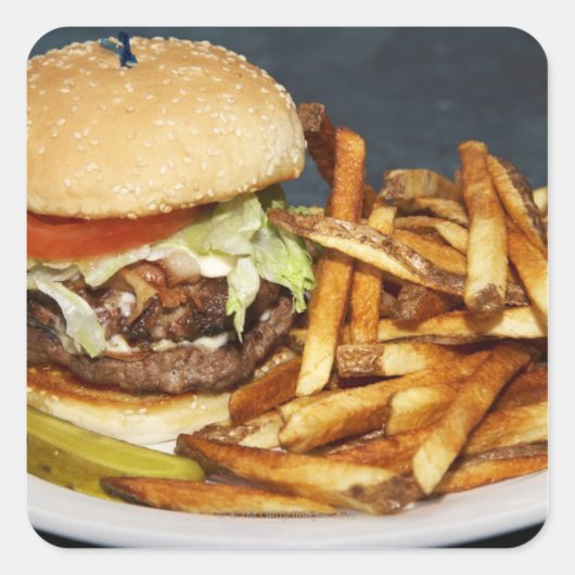 大きい二重半分のポンドのハンバーガーはコーラ揚がり、 スクエアシール (正面)