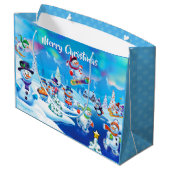 大きい光沢のあるギフトバッグの冬の不思議の国snowfolk. ラージペーパーバッグ (裏面アングル)