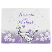 大きい光沢のあるギフトバッグを結婚しているパステル調愛鳥 ラージペーパーバッグ (正面)