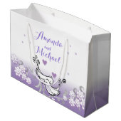 大きい光沢のあるギフトバッグを結婚しているパステル調愛鳥 ラージペーパーバッグ (裏面アングル)