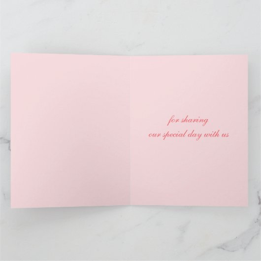 大きい写真のサンキューカードを結婚するピンクのバラの芽 サンキューカード (内部)