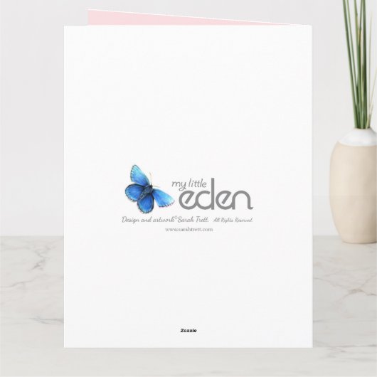 大きい写真のサンキューカードを結婚するピンクのバラの芽 サンキューカード (裏面)