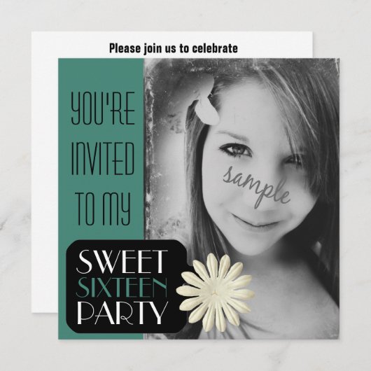 大きい写真の招待の菓子の第16誕生日 招待状 (正面/裏面)