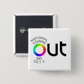 大きい出口の正方形の白ボタン 缶バッジ (正面&裏面)