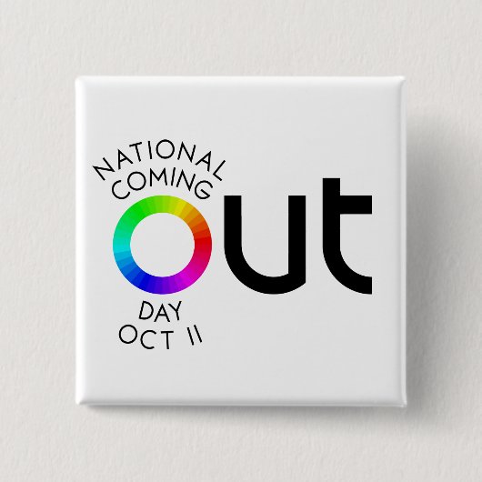 大きい出口の正方形の白ボタン 缶バッジ (正面)