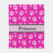 大きい前印刷ピンクの毛布カスタムの犬の名前 フリースブランケット (正面)