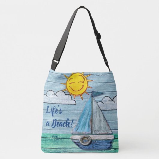 大きい十字の遺体袋の流木のビーチ中 クロスボディバッグ (裏面)