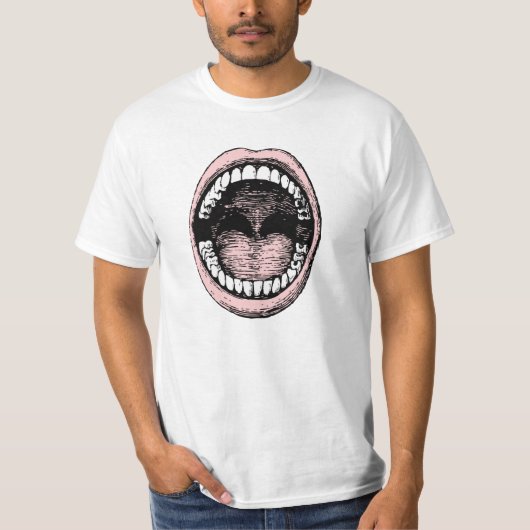 大きい口のおもしろいな歯科矯正医のTシャツ Tシャツ (正面)