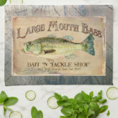 大きい口の低音の湖畔の魚釣りの小屋木 キッチンタオル (折り畳み)