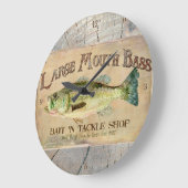 大きい口の低音の湖畔の魚釣りの小屋木 ラージ壁時計 (傾斜)