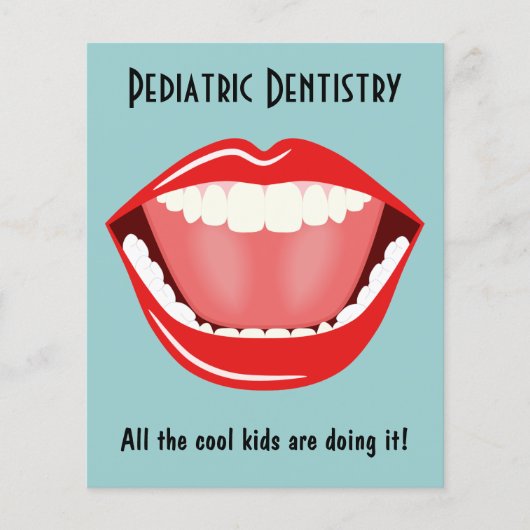 大きい口の小さい歯科医の歯科の歯科青 チラシ (正面)