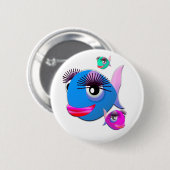 大きい唇およびまつげを搭載する漫画の魚 缶バッジ (正面&裏面)