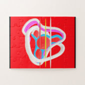 大きい図形の幾何学的パズルの主色の赤 ジグソーパズル (横)