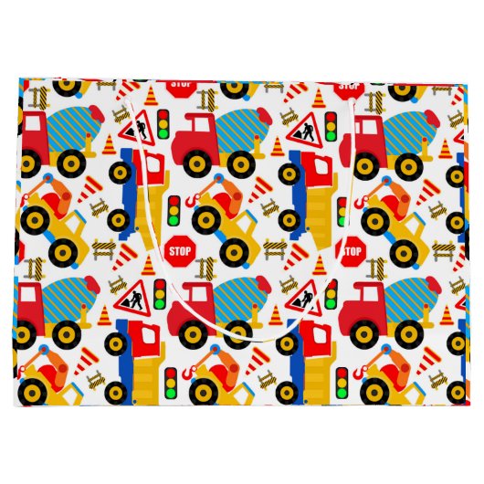 大きい子供のトラックのカスタムなギフトバッグ-光沢のある ラージペーパーバッグ (裏面)