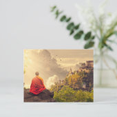 大きい寺院の前の修道士のめい想 ポストカード (スタンド正面)