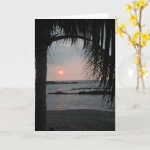 大きい島の日没 カード (黄色い花)
