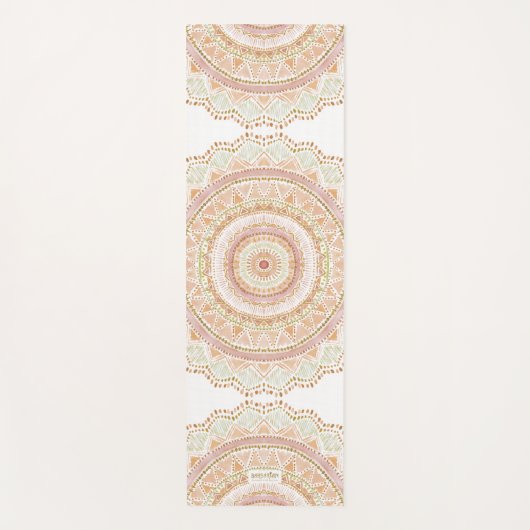 大きい愛ばら色の金ゴールドの水彩画のBohoの曼荼羅 ヨガマット (正面)