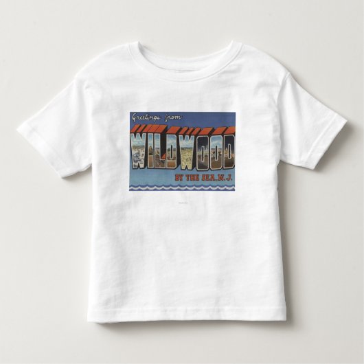大きい手紙場面- Wildwoodによ海、NJ トドラーTシャツ (正面)