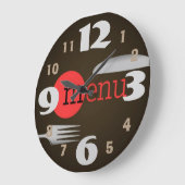 大きい数を用いるナイフそしてフォークの台所時計 ラージ壁時計 (傾斜)