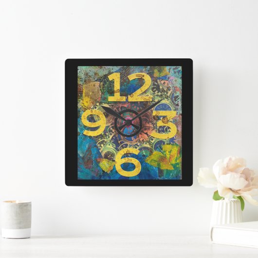 大きい数 スクエア壁時計 (ホーム)