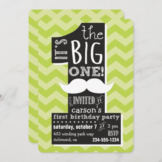 大きい方だ！ファースト誕生日ボーイ招待状 招待状 (正面/裏面)