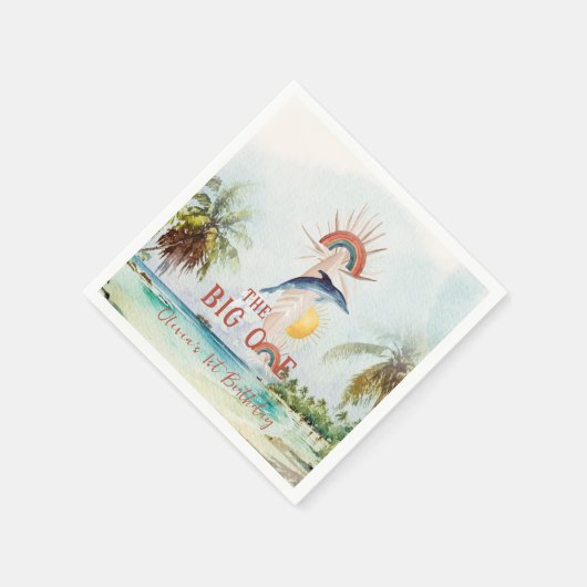 大きい方 |レトロサマーサーフ誕生日 スタンダードカクテルナプキン (角)