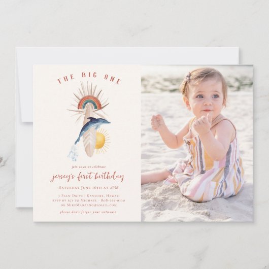 大きい方 |レトロサマーサーフ誕生日 招待状 (正面)