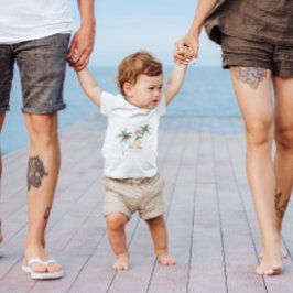 大きい方 |レトロサマーサーフ1st誕生日 ベビーTシャツ