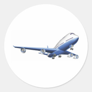 大きい旅客機のイラストレーション ラウンドシール