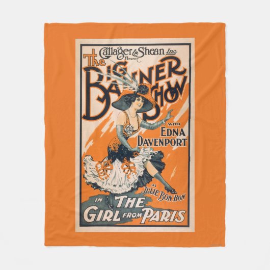 大きい旗ショー"パリからの女の子" フリースブランケット (正面)