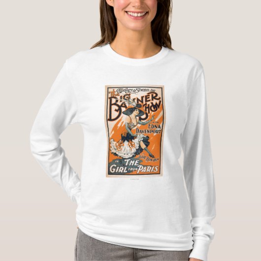 大きい旗ショー"パリからの女の子" Tシャツ (正面)