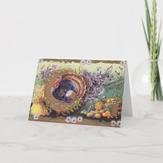 大きい日を祝っているヴィンテージの誇りを持ったな七面鳥! シーズンカード (正面)