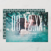 大きい日付、はっきりしたタイポグラフィ、日付の保存 招待状 (正面/裏面)