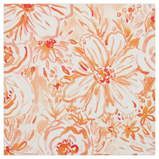 大きい日光のはっきりしたな珊瑚の花の水彩画 ファブリック (見本)