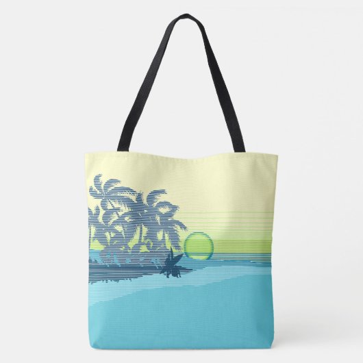 大きい日没のストライプのハワイのサーファーのビーチのバッグ トートバッグ (裏面)
