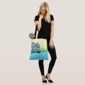 大きい日没のストライプのハワイのサーファーのビーチのバッグ トートバッグ (モデル)