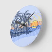 大きい日没のストライプのハワイの柱時計 ラウンド壁時計 (傾斜)