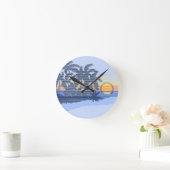 大きい日没のストライプのハワイの柱時計 ラウンド壁時計 (ホーム)