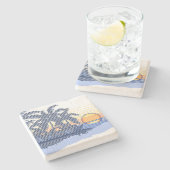 大きい日没のストライプのハワイアンのTikiのバーのコースター ストーンコースター (横)