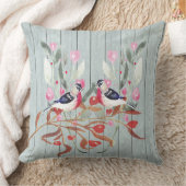 大きい柔らかい灰色の木製の納屋の効果の鳥の花 クッション (ブランケット)